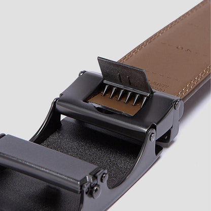 Automatik Gürtel Herren, 35mm Breit, Verstellbar, Dunkelbraun in Lederoptik