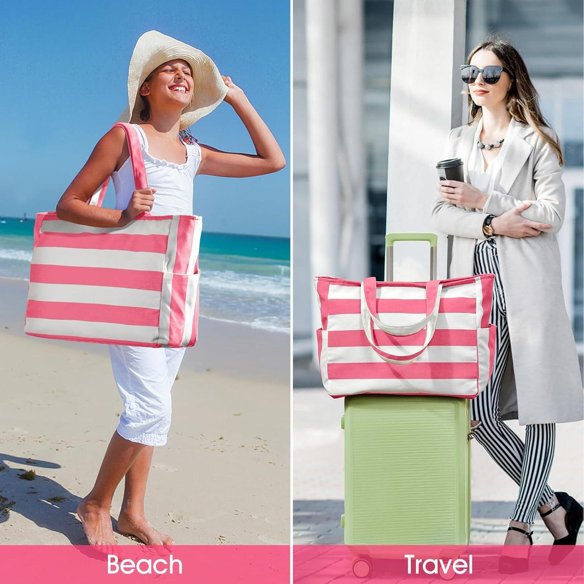 Oscaurt XXL Strandtasche Damen Shopper Badetasche Umhängetasche Faltbar 40L