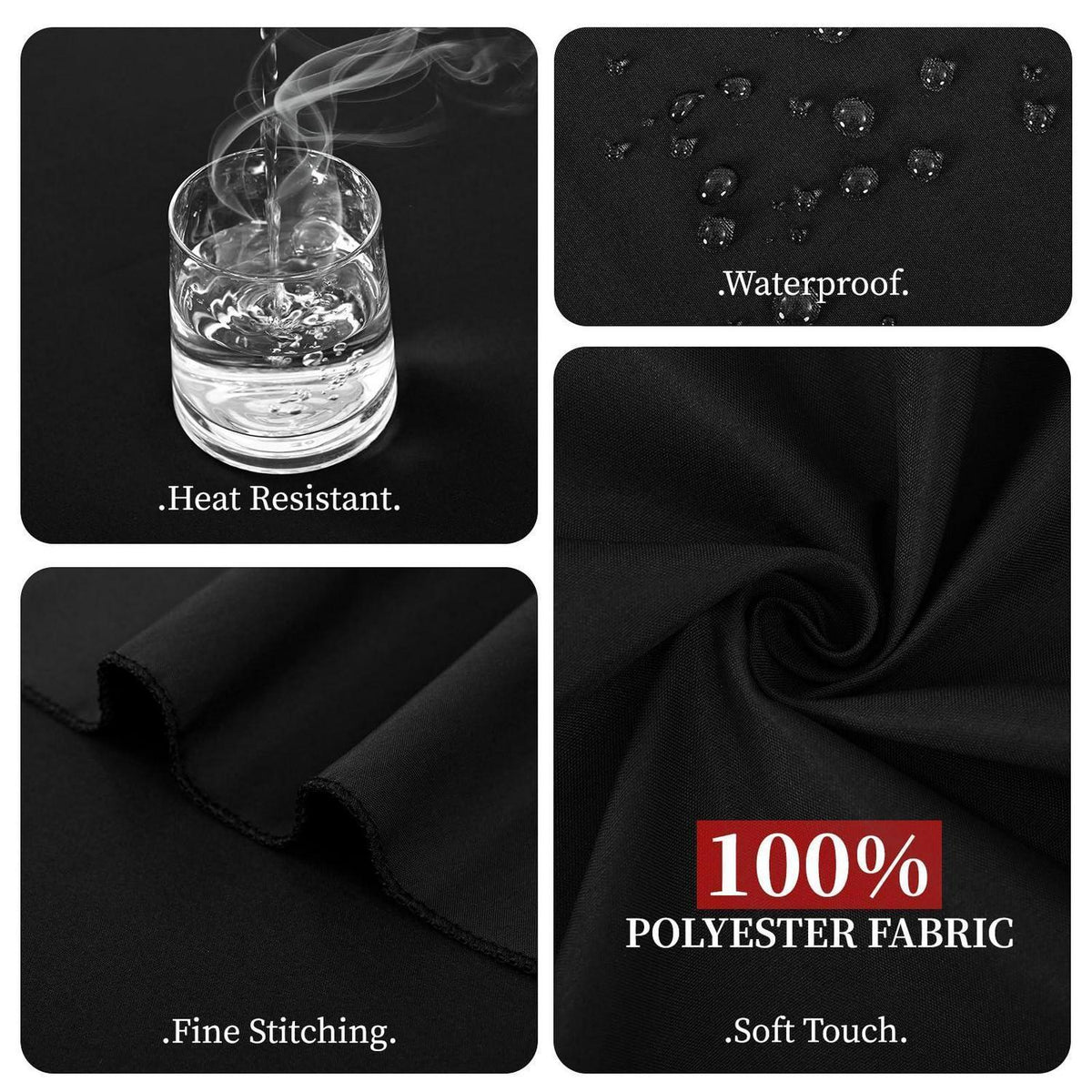 6x Tischdecke Schwarz 305cm – Rund, Wasserabweisend & Pflegeleicht