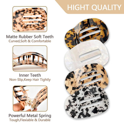4er Set Acetat Flache Haarklammern Leopard für Damen