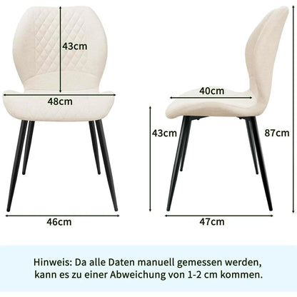 Gepolsterte Esszimmerstühle 2er Set – Beige Leinen & Metall