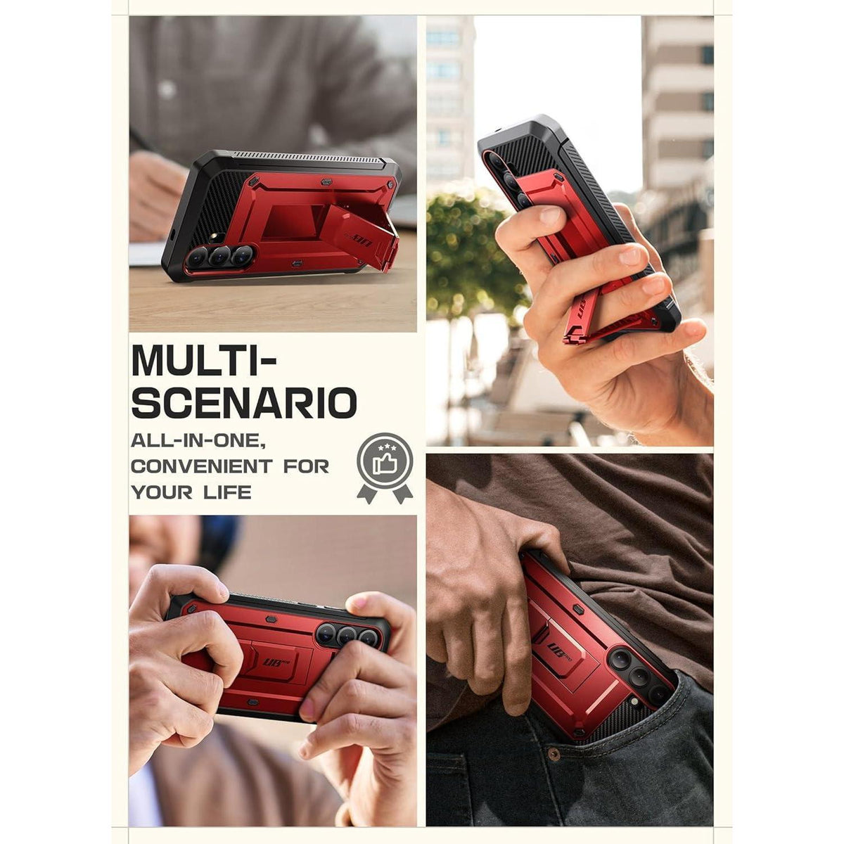Samsung Galaxy S25 Hülle mit Gürtelclip & Ständer Rot
