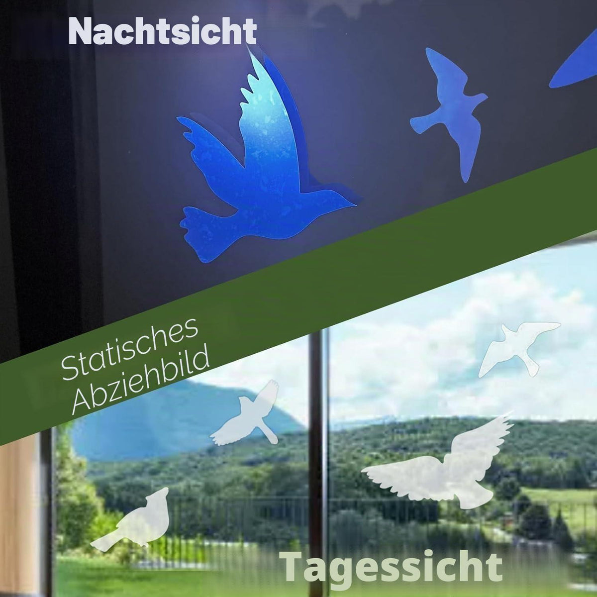 Vogelaufkleber Fenster – Anti-Kollisionsschutz, Wiederverwendbar