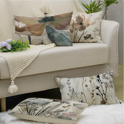 Blumen Kissenbezug 40x60 - 4er Set Leinen, Modern & Dekorativ
