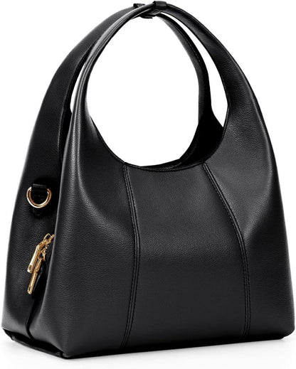Kleine Damen Handtasche Kunstleder Vintage Tote Bag Umhängetasche Schwarz