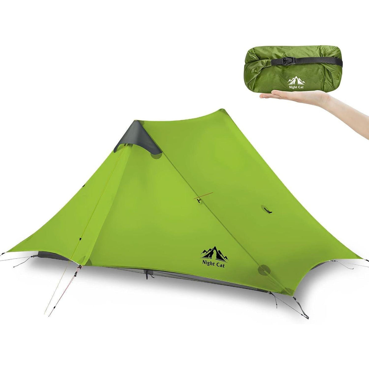 Ultraleichtes 2 Personen Trekkingzelt, wasserdicht, hellgrün
