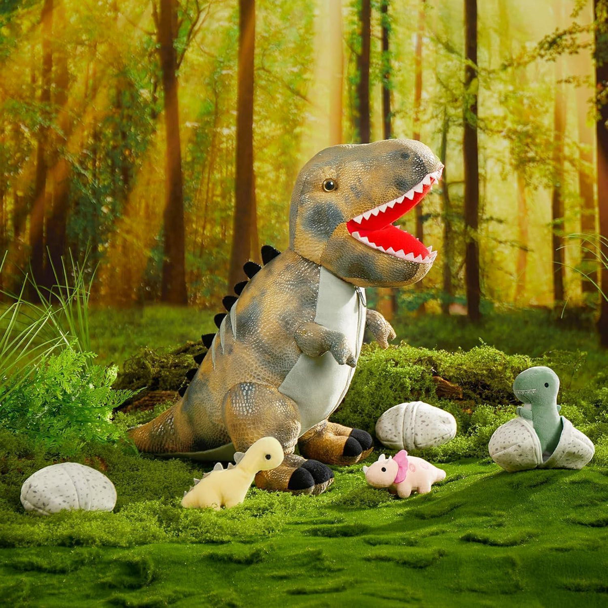 Riesiger Dino Kuscheltier 60cm mit 3 Babys im Bauch
