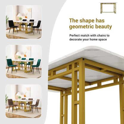 Esstisch Set Grau + Gold mit 4 Stühlen – Modernes Esszimmer