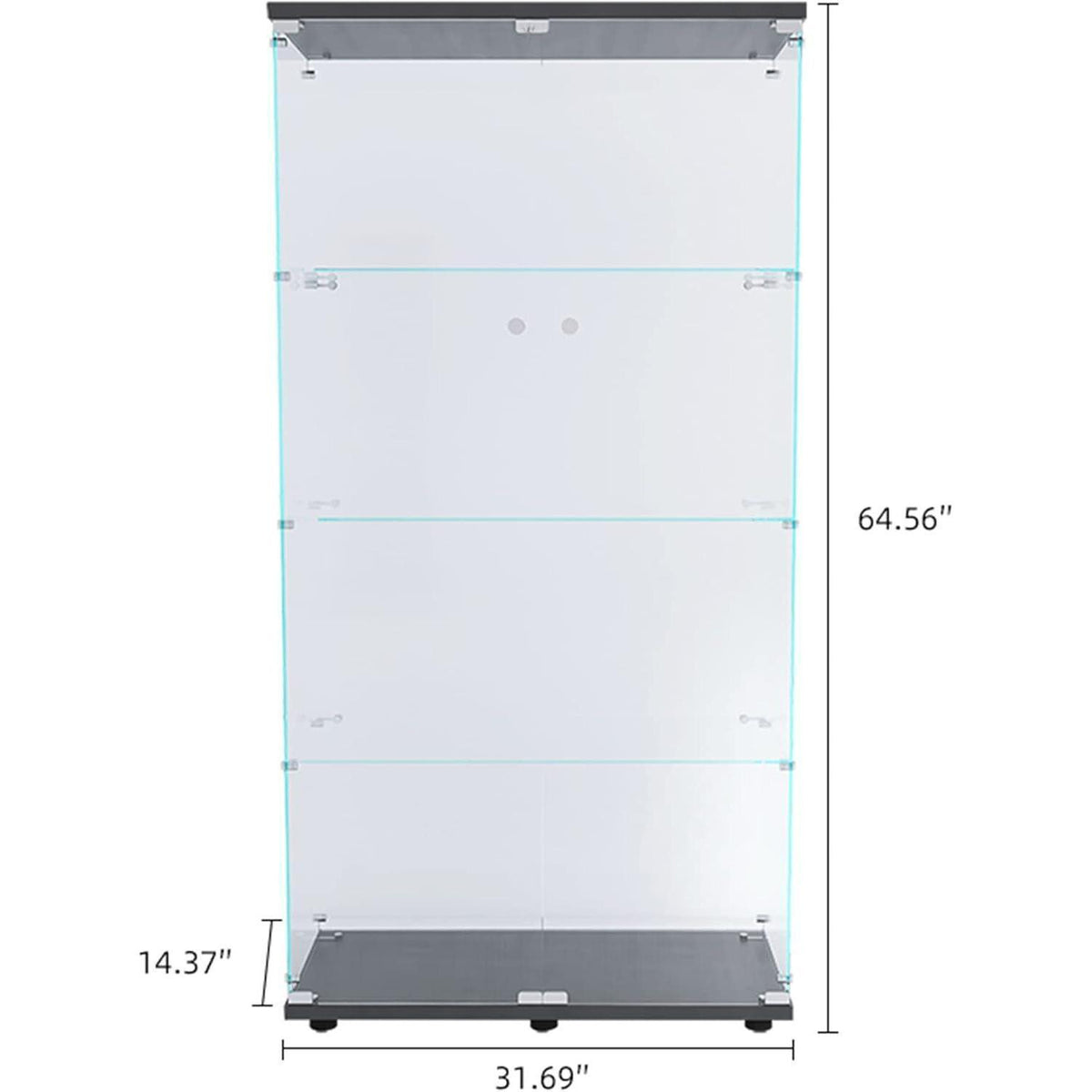 Glasvitrine mit 2 Türen & 4 Einlegeböden – 164 cm hoch