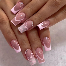 French Tip Press on Nails Set Lang Farbverlauf Coffin Form 24 Stk