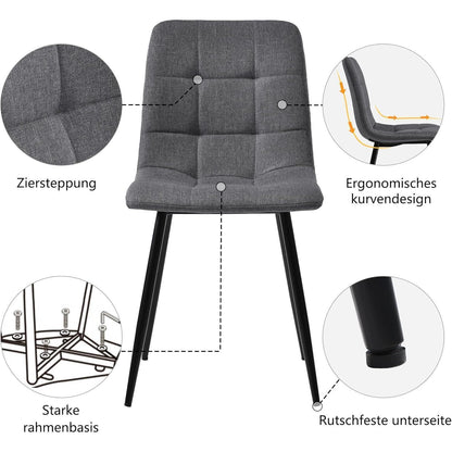 Moderner Esstisch Set mit 4 Stühlen – Grau & Schwarz