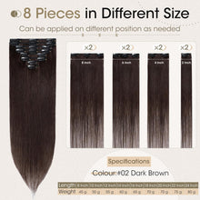 Echthaar Clip-Ins dunkelbraun 40cm - 8-teiliges Set