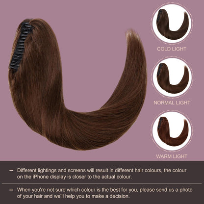 Remy Echthaar Pferdeschwanz Zopfverlängerung Mittelbraun 35cm