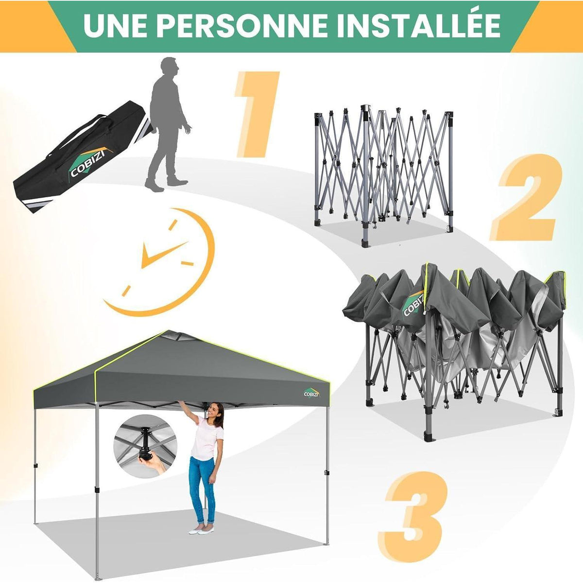 3x3m Faltpavillon wasserdicht mit Seitenwänden & UV-Schutz