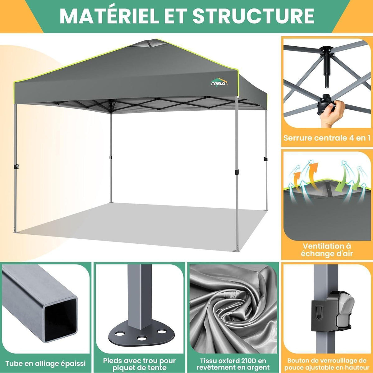 3x3m Faltpavillon wasserdicht mit Seitenwänden & UV-Schutz