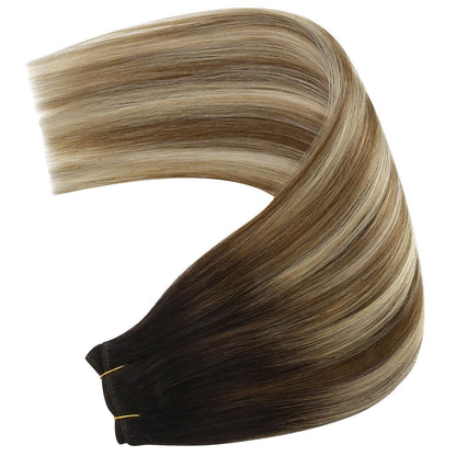 Echthaar Tressen Balayage Braun Blond 60cm Remy