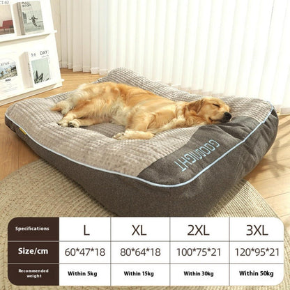 Großes Hundekissenbett mit Wirbelsäulenstütze – Grau, 60x47x18 cm