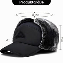 Wintermütze Herren mit Ohrenklappen & Mundschutz – Trapper Mütze Schwarz