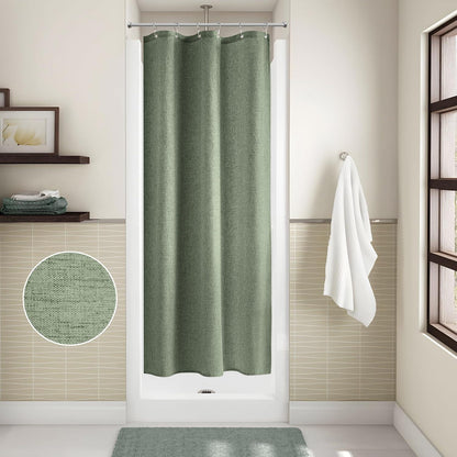 Leinen Duschvorhang Grün 92x182 cm | Wasserdicht & Schwerer Stoff