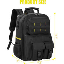 Werkzeugrucksack mit Organizer, wasserdicht, gepolstert, Schwarz Gelb