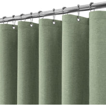 Leinen Duschvorhang Grün 182x214cm | Wasserdicht & Schwerer Badewannenvorhang