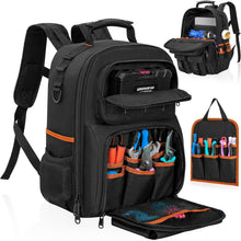 Werkzeugrucksack mit Organizer, wasserdicht, gepolstert, Schwarz Orange
