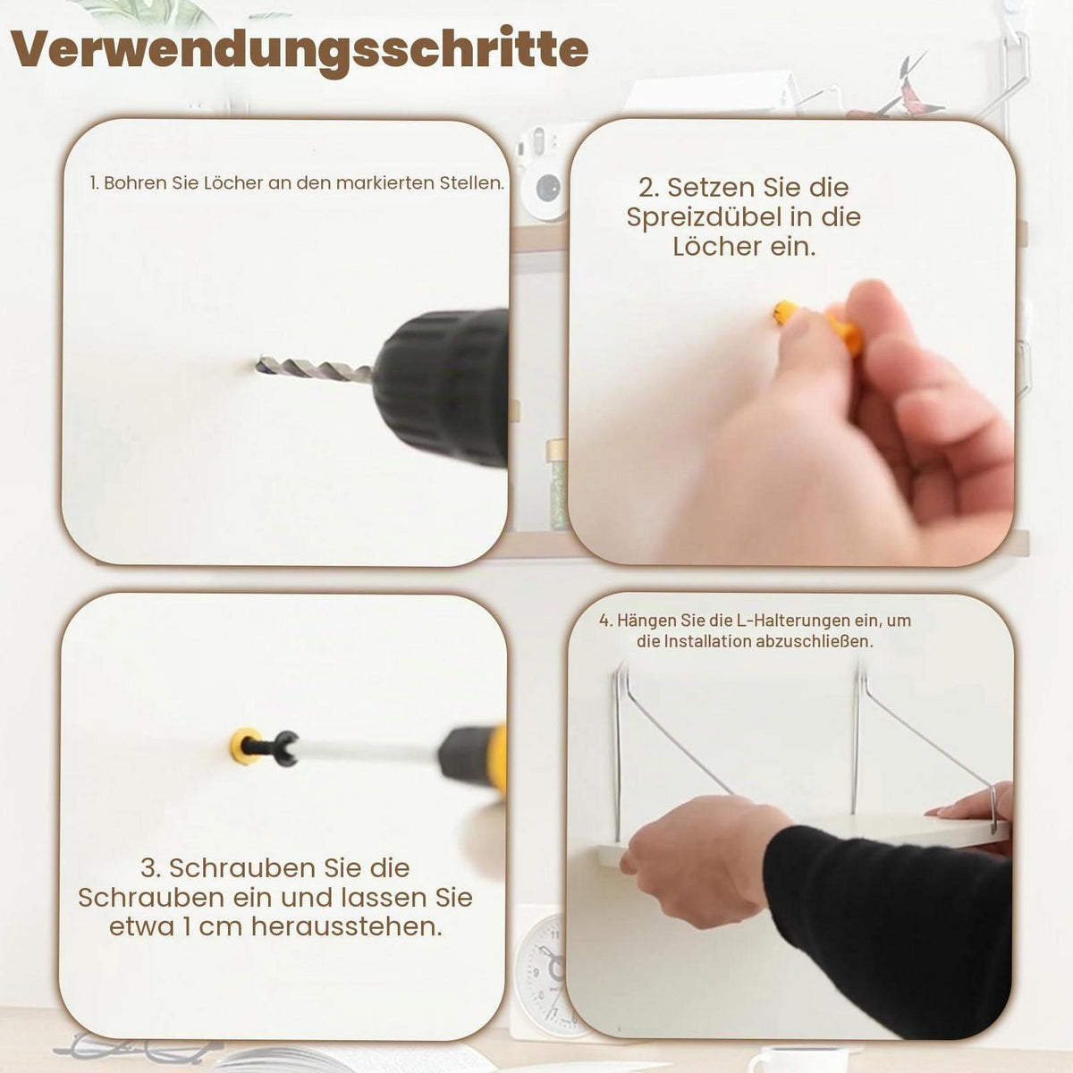 2er Set Wandregal Holz Metall Weiß Schweberegale Aufbewahrung