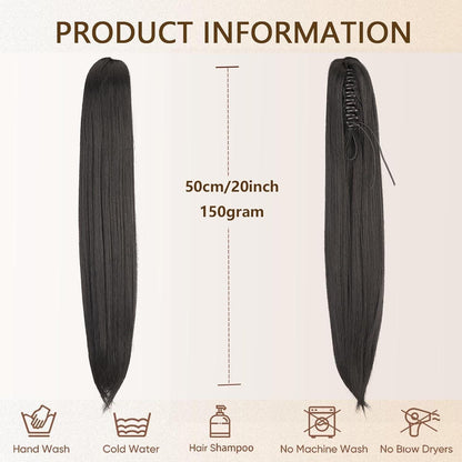 50cm Pferdeschwanz Haarverlängerung Schwarz – Voluminös & Lang