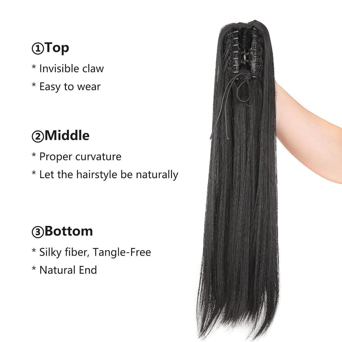 50cm Pferdeschwanz Haarverlängerung Schwarz – Voluminös & Lang