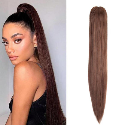Dunkelrotbraune Haarverlängerung Zopf 50cm – Voluminös & Clip-In