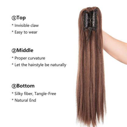 Dunkelrotbraune Haarverlängerung Zopf 50cm – Voluminös & Clip-In