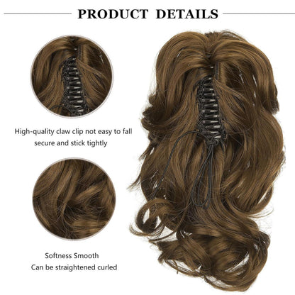 Kurzwelliges Zopf-Haarteil Aschbraun 14"
