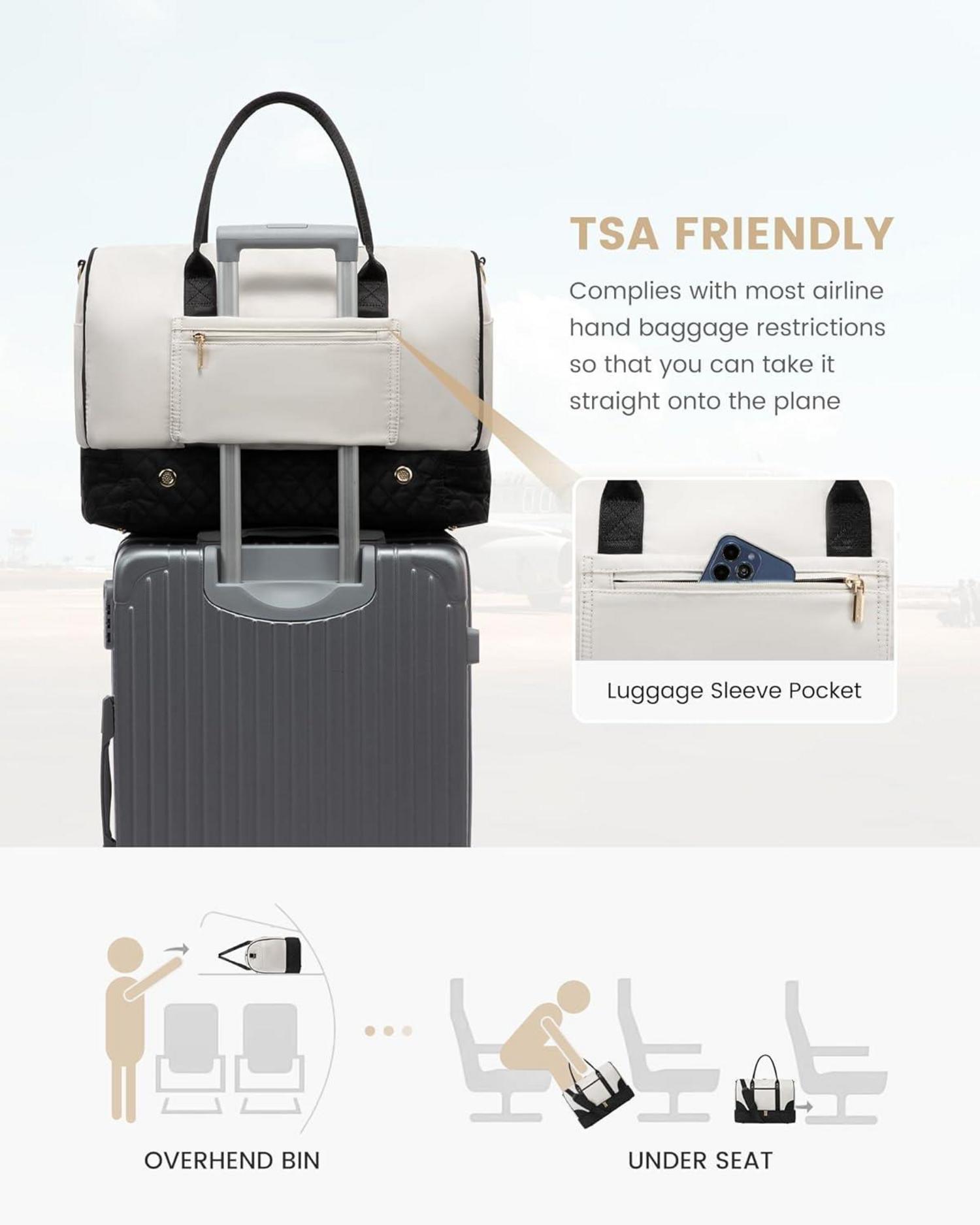Reisetasche Damen Weekender Bag, 2-teiliges Set mit Schuhfach