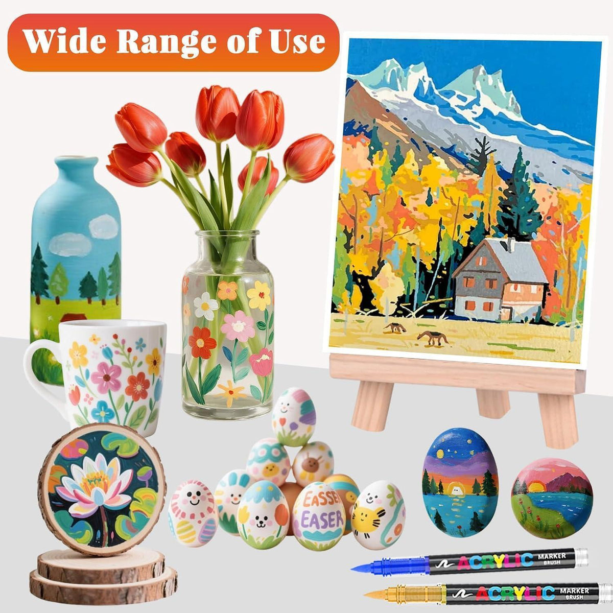 Acrylstifte Set 168 Farben – Pinselspitze für Steine & DIY