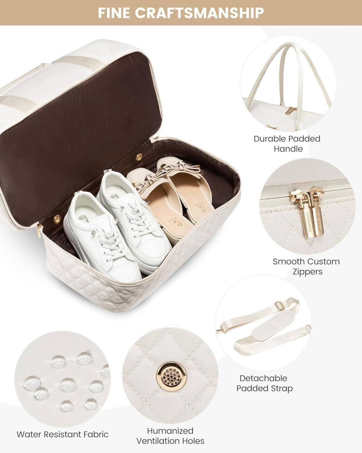 Große Reisetasche Damen mit Schuhfach, Nassfach & 2-teiliges Set, Beige