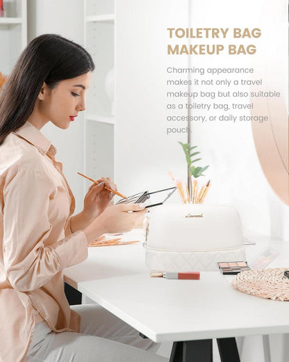 Damen Reisetasche Weekender Bag mit Schuhfach Nassfach Set Groß Beige