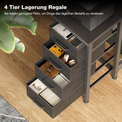 Eckschreibtisch L-Form mit 4 Schubladen, 120x70cm, Schwarz