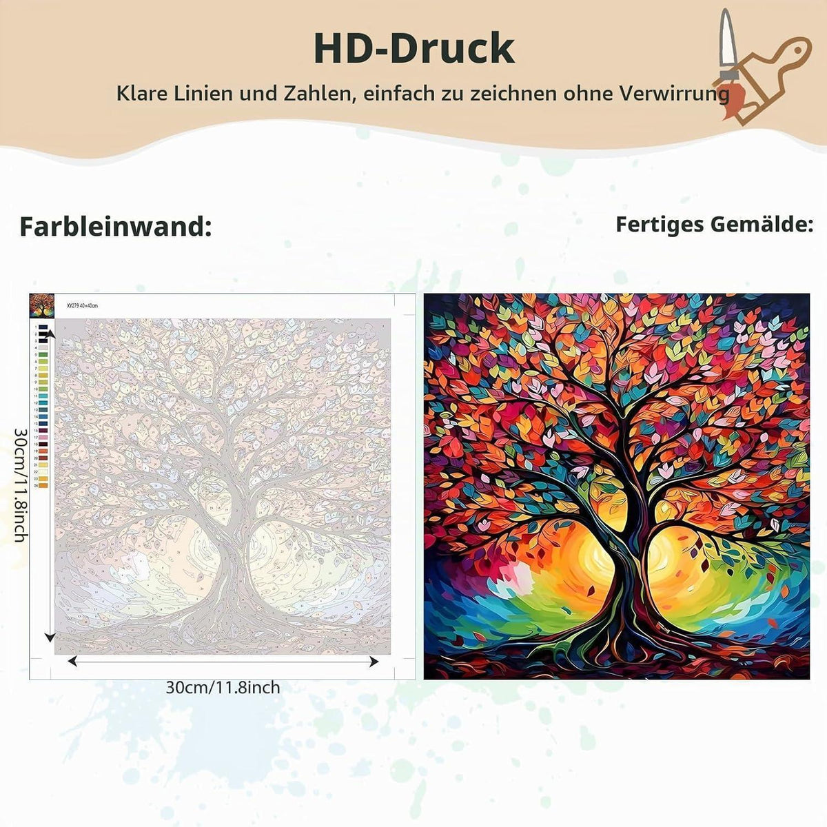 Malen nach Zahlen Lebensbaum – DIY Ölgemälde Set 40x40cm