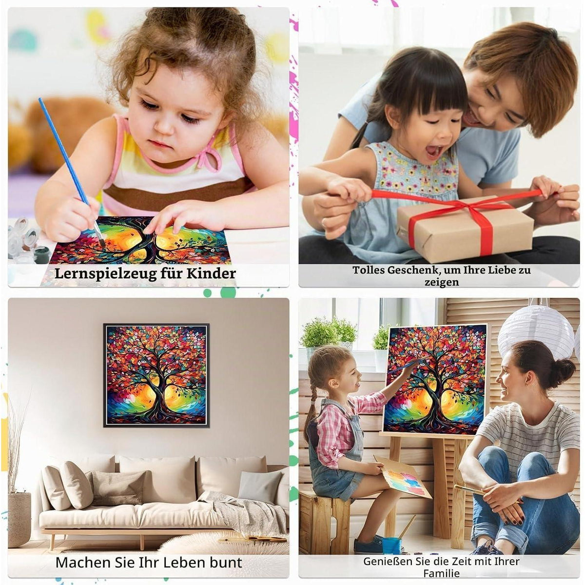 Malen nach Zahlen Lebensbaum – DIY Ölgemälde Set 40x40cm
