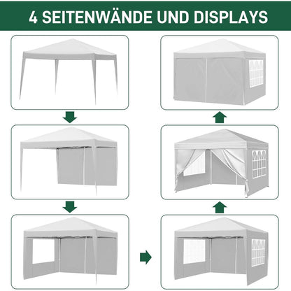 3x3m Pop-up Pavillon mit 4 Seiten – UV-Schutz & Wasserdicht