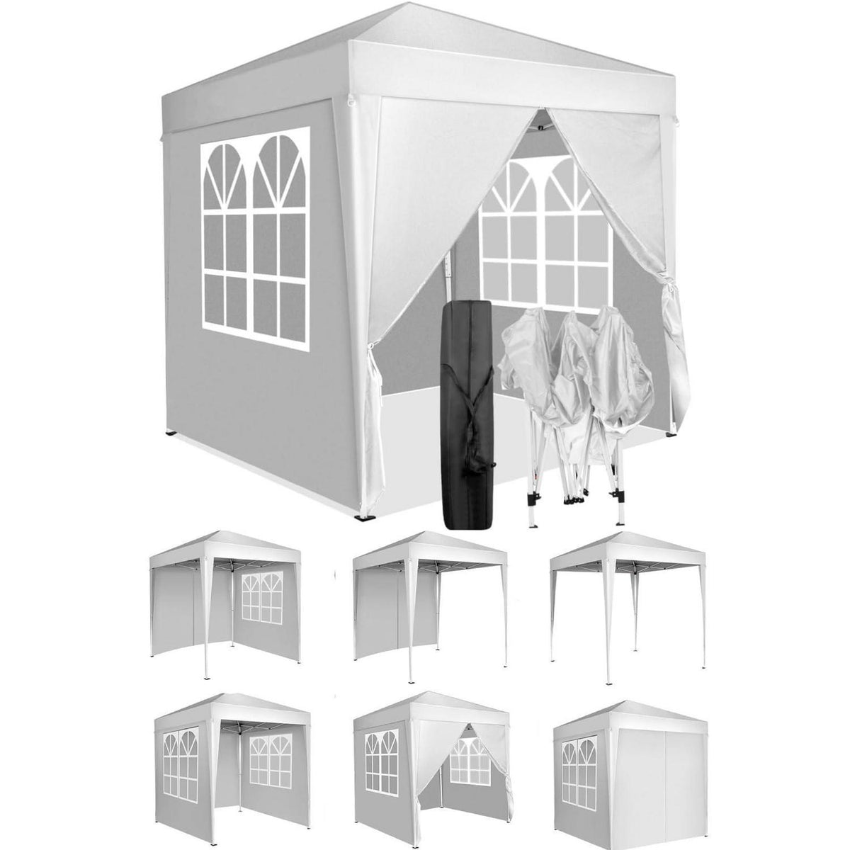 Faltpavillon 2x2m mit Seitenteilen – UV-Schutz & Winddicht