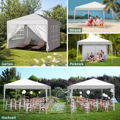 Faltpavillon 2x2m mit Seitenteilen – UV-Schutz & Winddicht