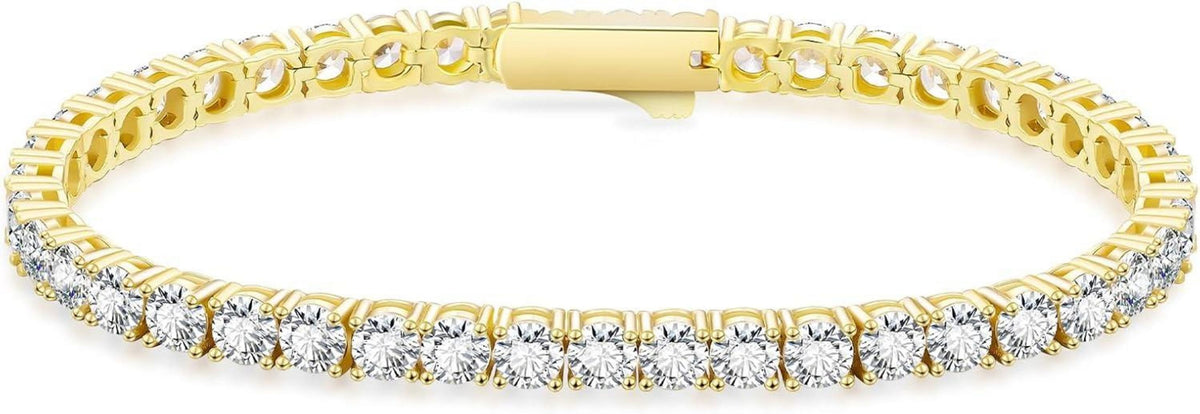 Gold Tennisarmband mit Zirkonia Steinen 14K Gold beschichtet