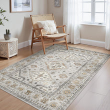 Vintage Teppich Wohnzimmer 140x200 cm Elfenbein Grau