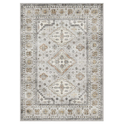 Vintage Teppich Wohnzimmer 140x200 cm Elfenbein Grau