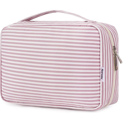 Kulturtasche zum Aufhängen, groß, altrosa Streifen