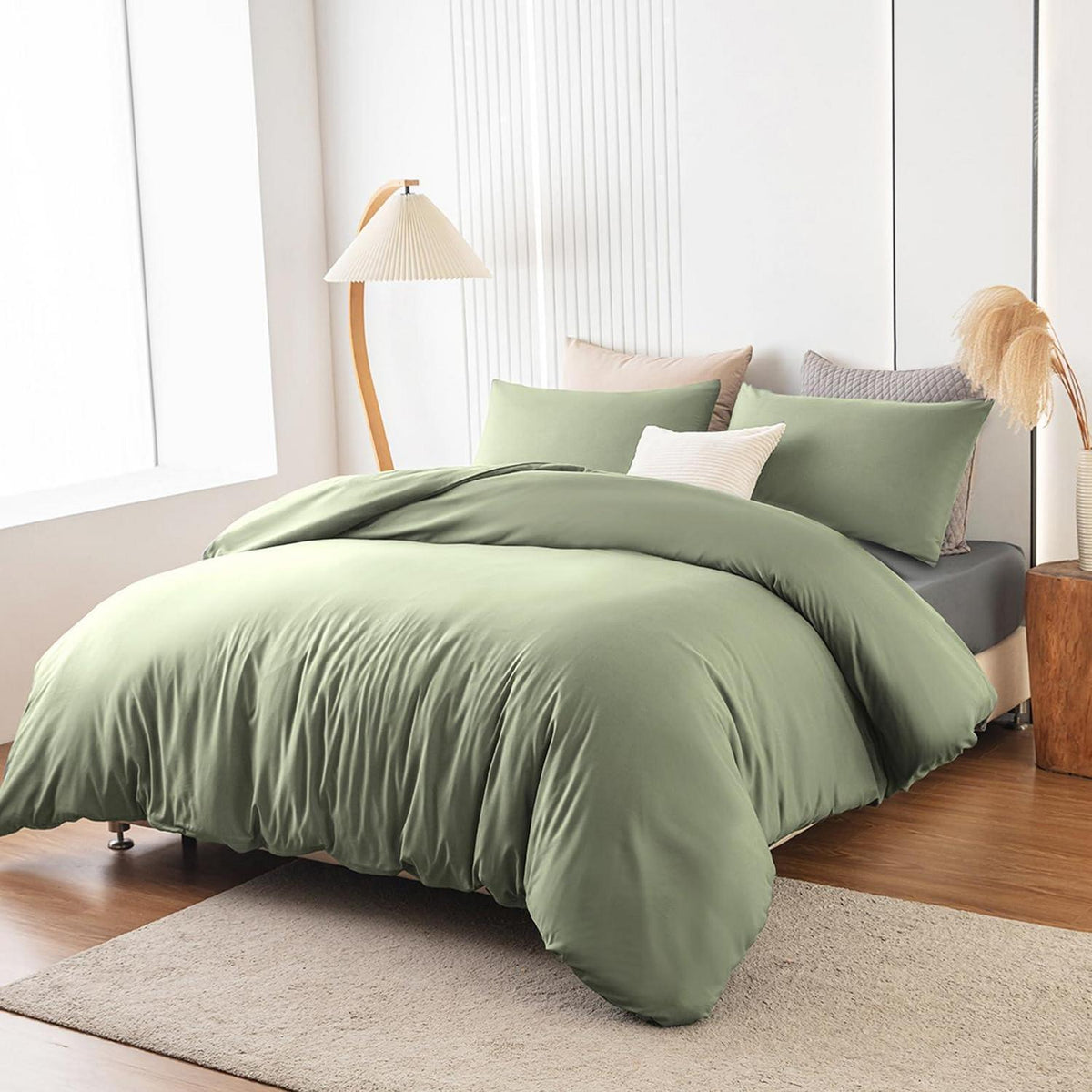 Bettwäsche-Set 180x200 Salbeigrün – Mikrofaser, Bügelfrei