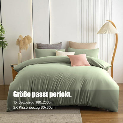 Bettwäsche-Set 180x200 Salbeigrün – Mikrofaser, Bügelfrei