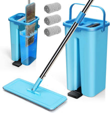 Wischmopp Set mit Eimer und 3 Mikrofaser Pads