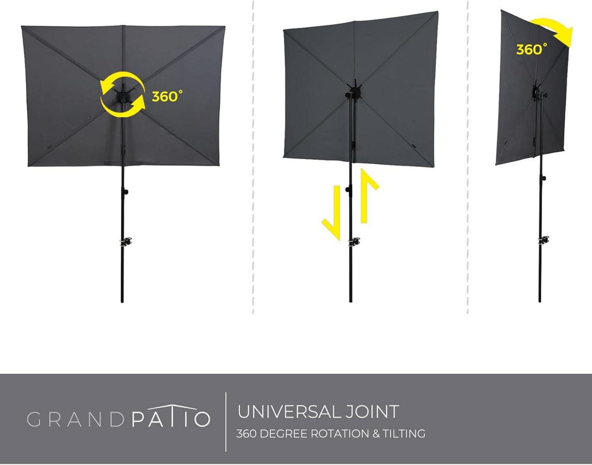 Grand patio Sonnenschirm 183CMx134CM UV-Schutz 50+ Rechteckig-Schiefergrau
